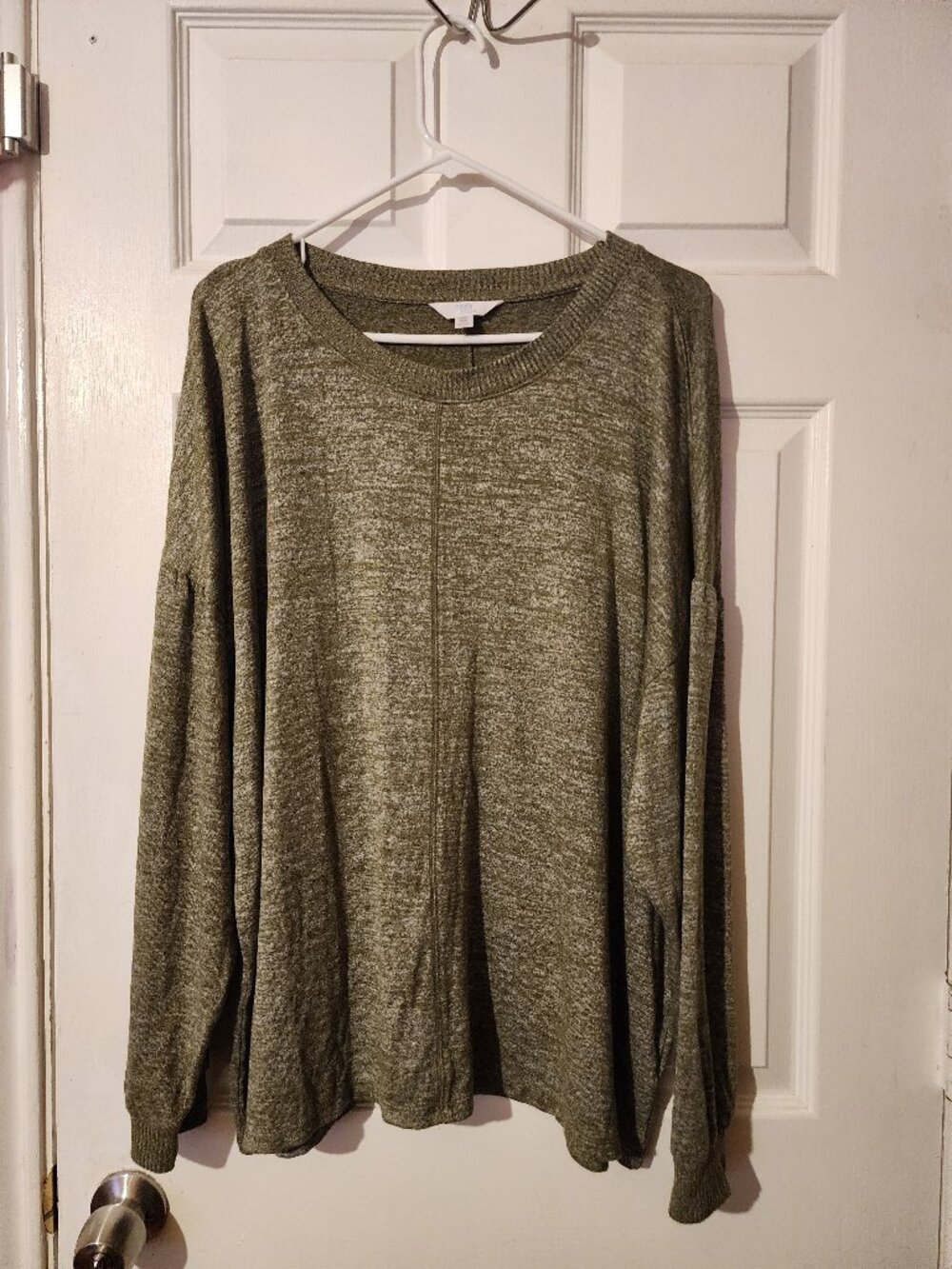 Time and Tru Olive Green Marled Knit Pullover Sweater Women's 3X(22) Soft Casual